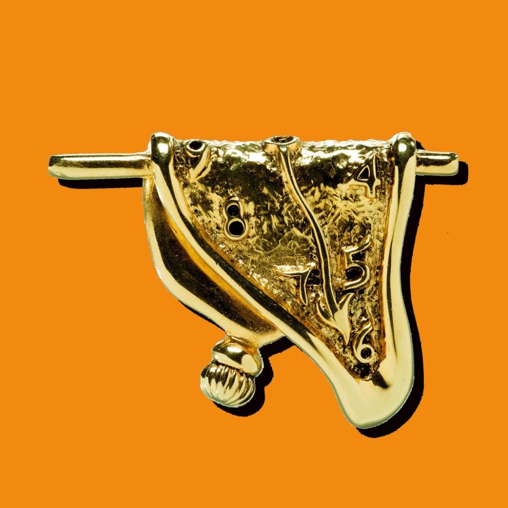 RARE GOLD DALI SURREAL CLOCK BROOCH 🔥RARE🔥